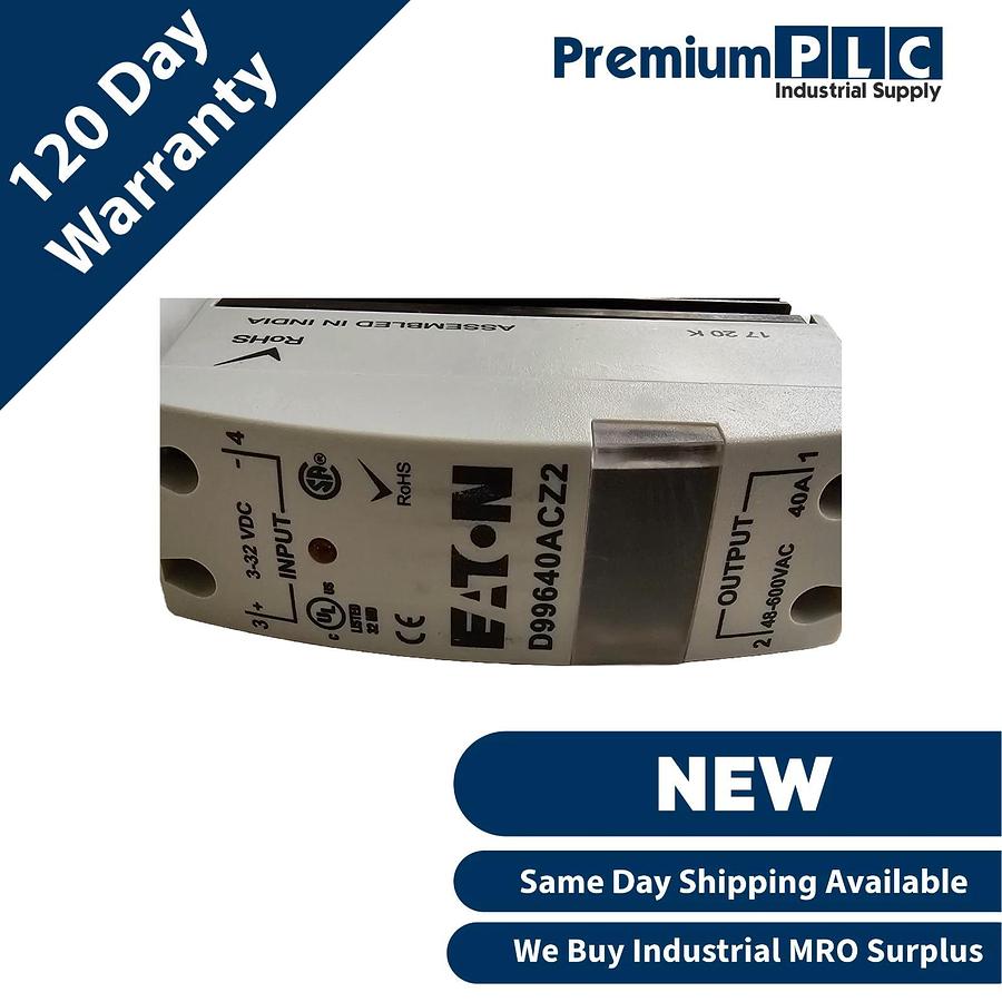 NEW EATON D99640ACZ2 D99 SERIES SOLID-STATE RELAY 40A IN: 3-32VDC OUT: 48-600V