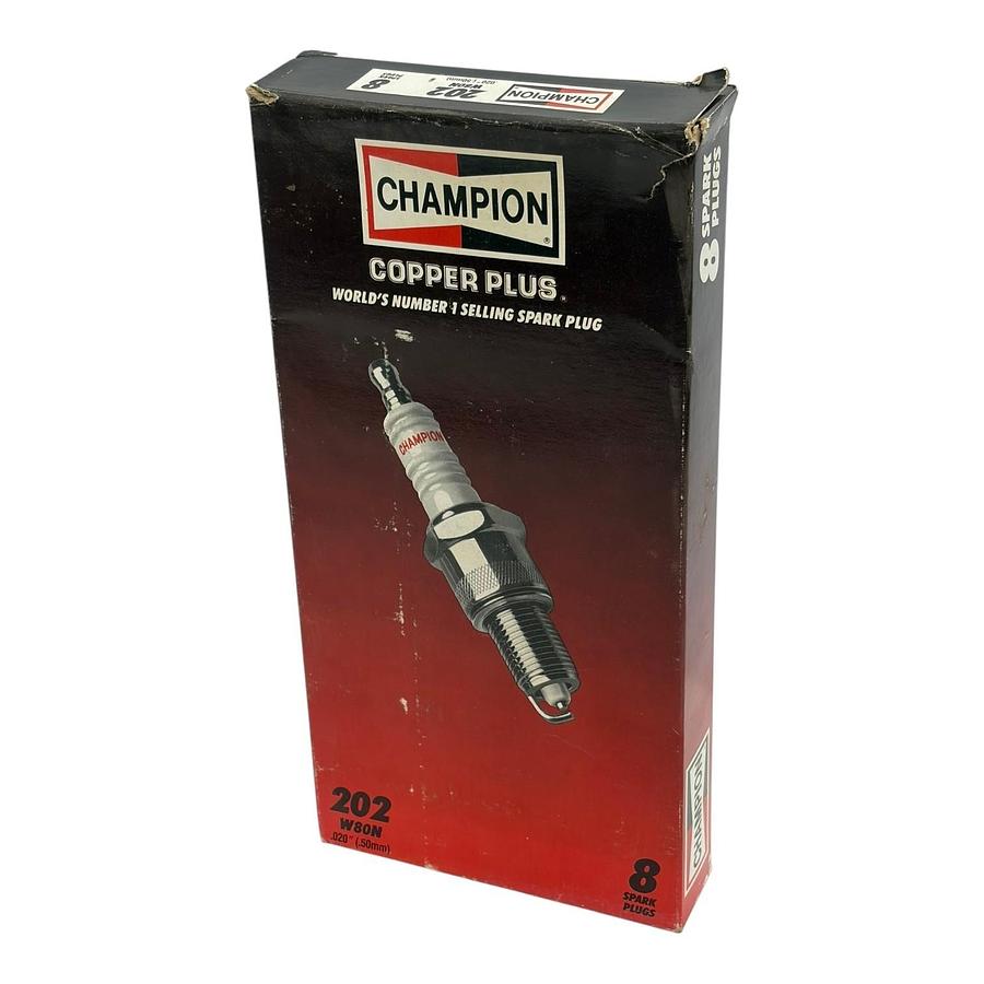 Used Champion 202 W80N Copper Plus Spark Plugs .020" 50mm Pack of 8 Vintage Box New