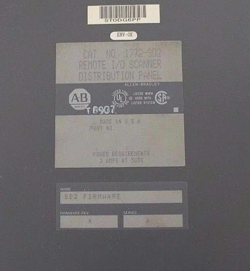 Used ALLEN BRADLEY 1772-SD2 REMOTE I/O SCANNER DISTRIBUTION PANEL SER. A, F/W REV: 4