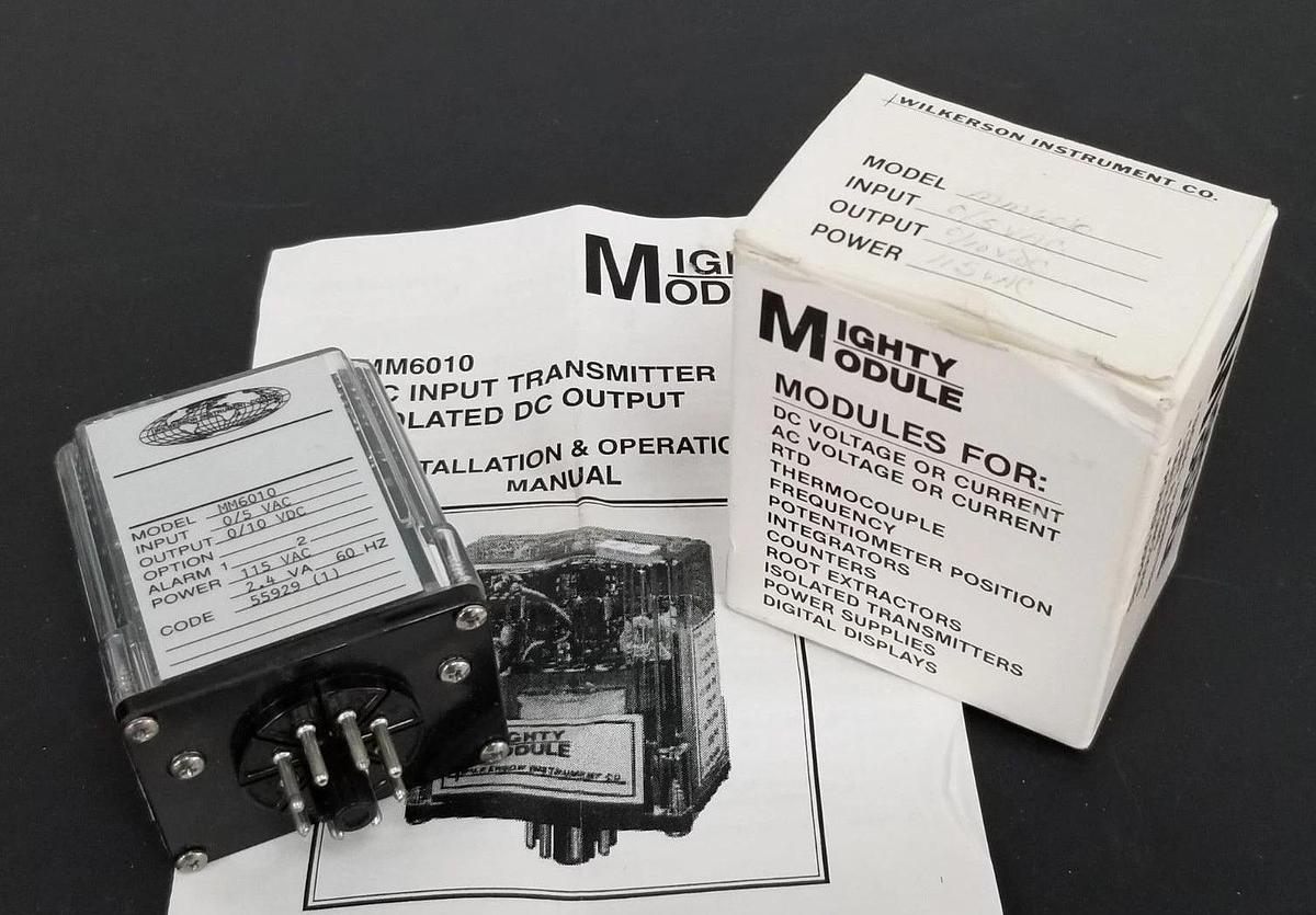 Used NIB MIGHTY MODULE MM6010 TRANSMITTER ISOLATED 0/5 VAC, 0/10 VDC, 115VAC, 2.4 VA