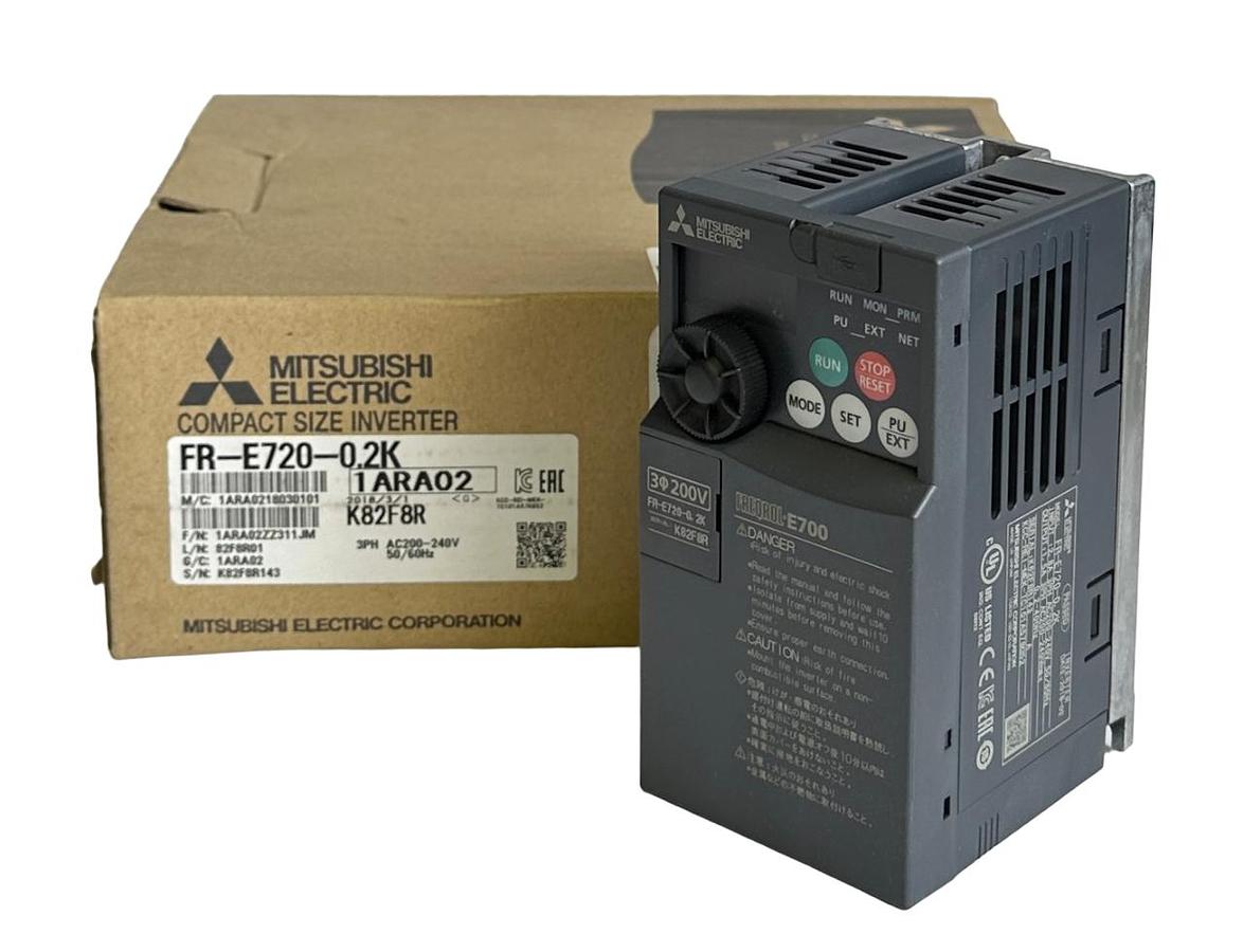Used NEW MITSUBISHI ELECTRIC FR-E720-0.2K / FRE72002K COMPACT INVERTER 200-240VAC 3PH
