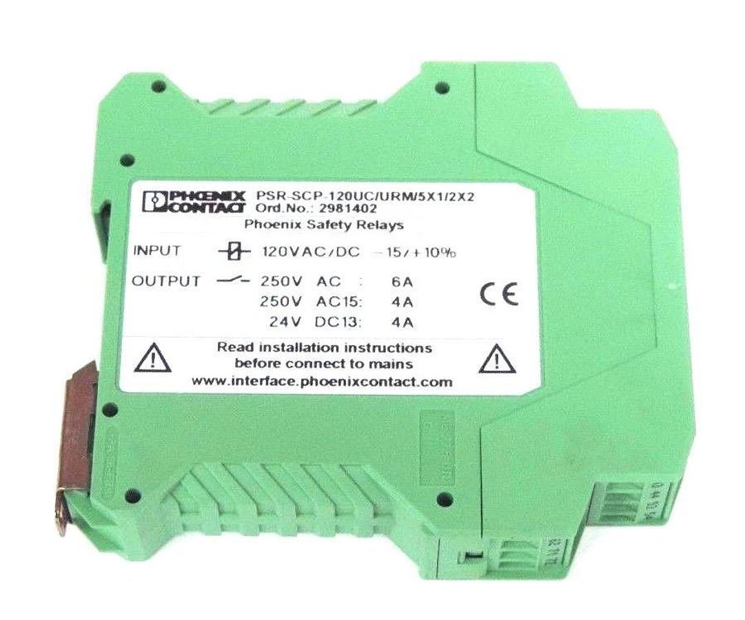 Used PHOENIX CONTACT PSR-SCP-120UC/URM/5X1/2X2 RELAY 120/240VAC, 2981402