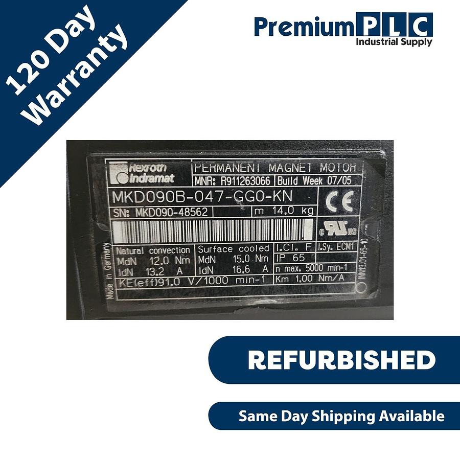Used REFURBISHED REXROTH INDRAMAT MKD090B-047-GG0-KN MKD AC SERVO MOTOR R911263066