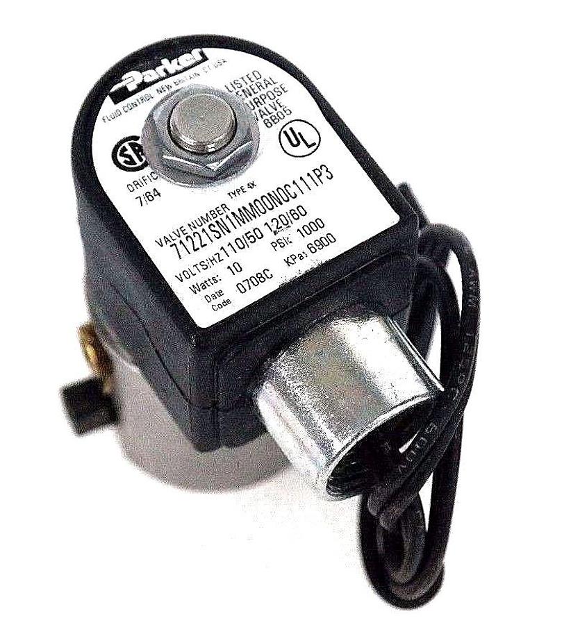Used NEW PARKER 71221SN1MM00N0C111P3 VALVE 110/120V, 50/60HZ, 10WATTS