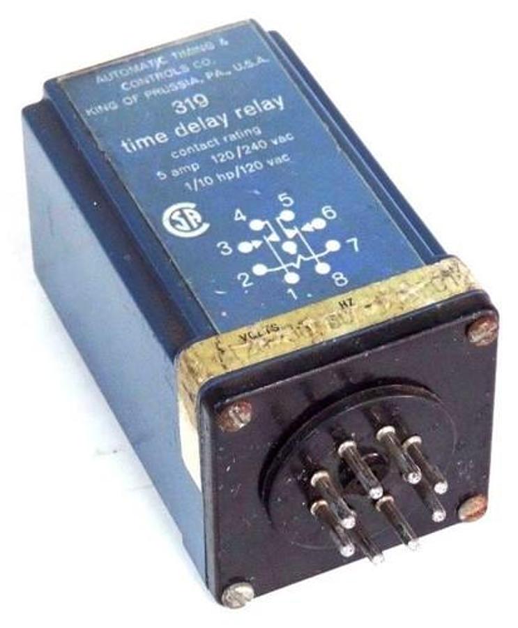 Used AUTOMATIC TIMING & CONTROLS 319 TIME DELAY RELAY 5 AMP 120/240VAC