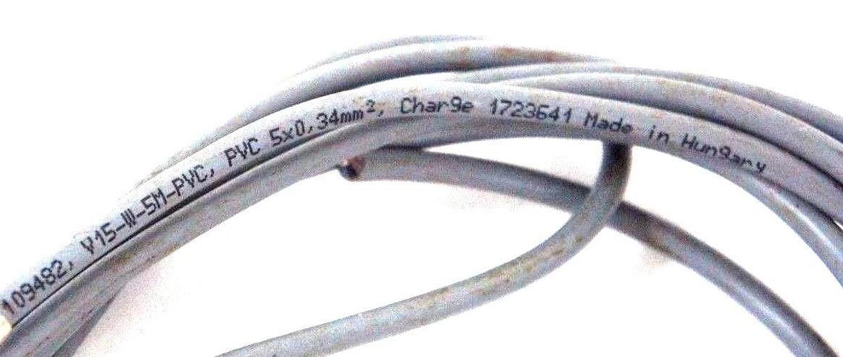 Used PEPPERL + FUCHS V15-W-5M-PVC CABLE V15W5MPVC P/N: 109482