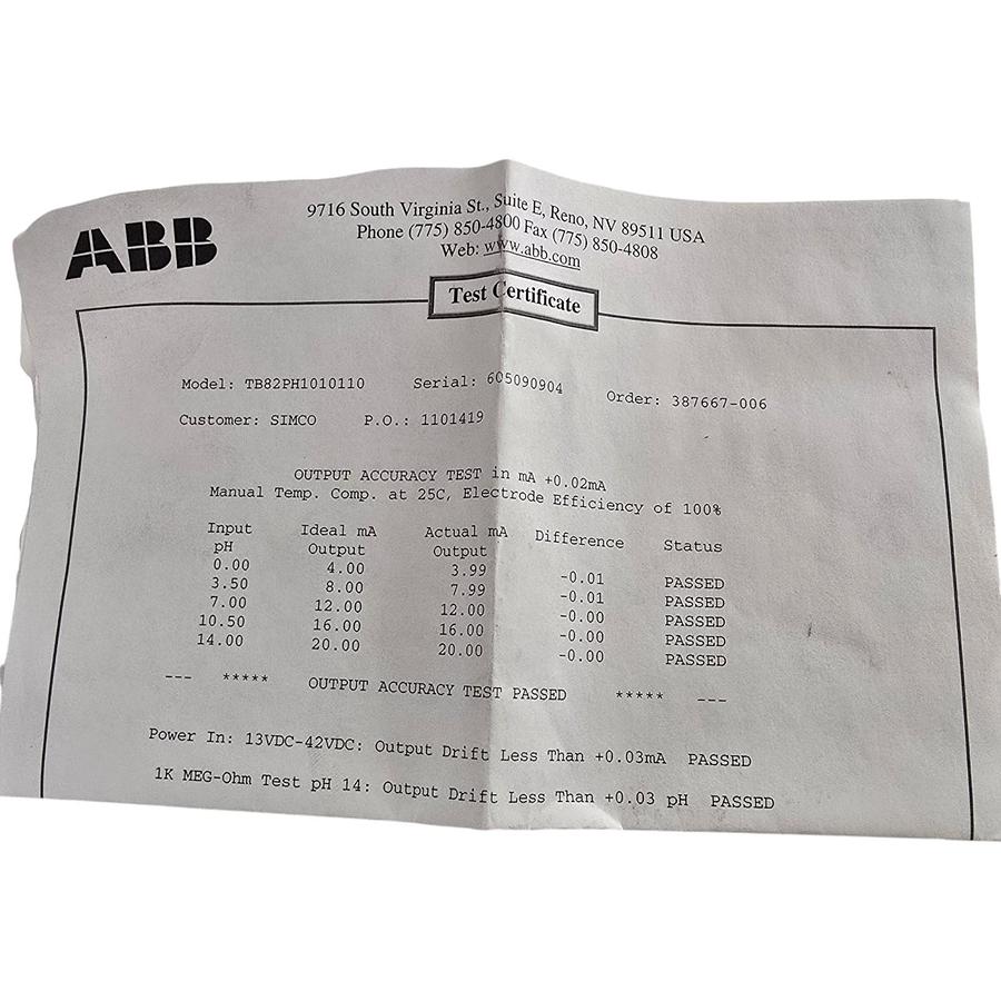 Used ABB TB82PH1010110 | TB82 pH / Redox ORP Transmitter 4-20mA 13.5-42VDC Pipe Mount