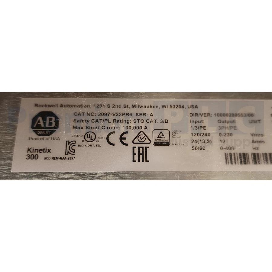 ALLEN BRADLEY 2097-V33PR6 /A KINETIX 300 EtherNet/IP INDEXING SERVO DRIVE NSMP 884951147560