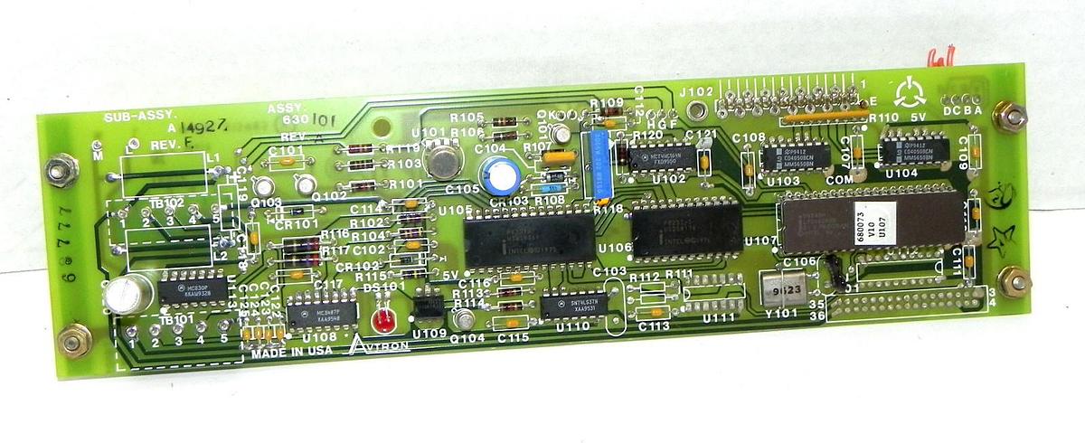 Used AVTRON SUB-ASSY. A 14927 BOARD REV. F. ASSY. 630101 REV. A, MACH. D15985