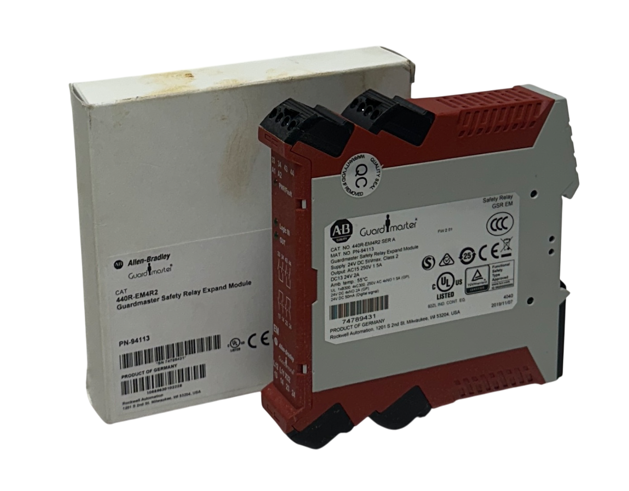 Used ALLEN BRADLEY 440R-EM4R2 /A Guardmaster SAFETY RELAY EXPANSION MODULE GSREM NSMP