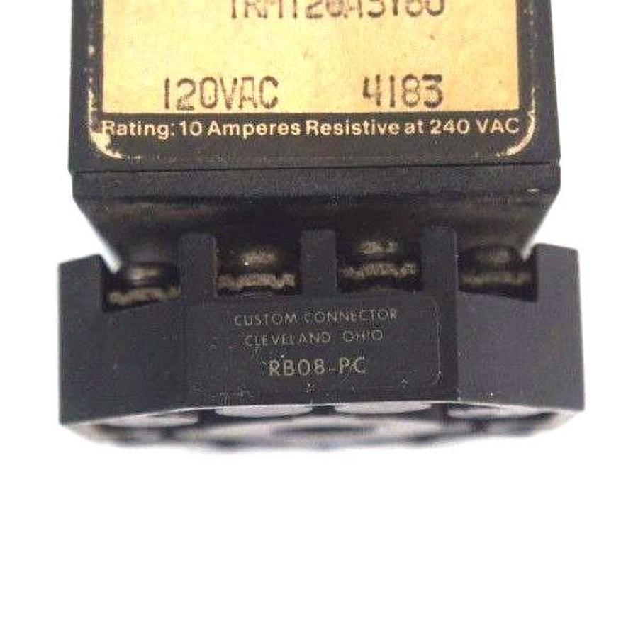 Used SSAC TRM120A3Y60 TIME DELAY RELAY 1-60 SEC W/ CUSTOM RB08-PC RELAY BASE