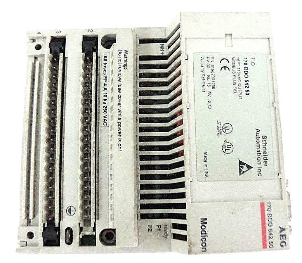 Used SCHNEIDER MODICON 170BDO54250 MODBUS PLUS TIO 16PT, 115VAC, PV: 00, RL: 75