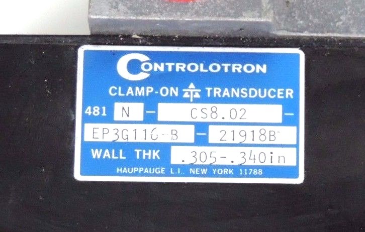 Used NEW CONTROLOTRON 481N-CS8.02-EP3G116-B-21918B CLAMP-ON TRANSDUCER .305/.340IN.