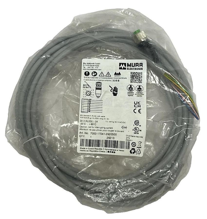 Murrelektronik 7000-17041-2920500 M12 Female Straight Cable 5m NEW