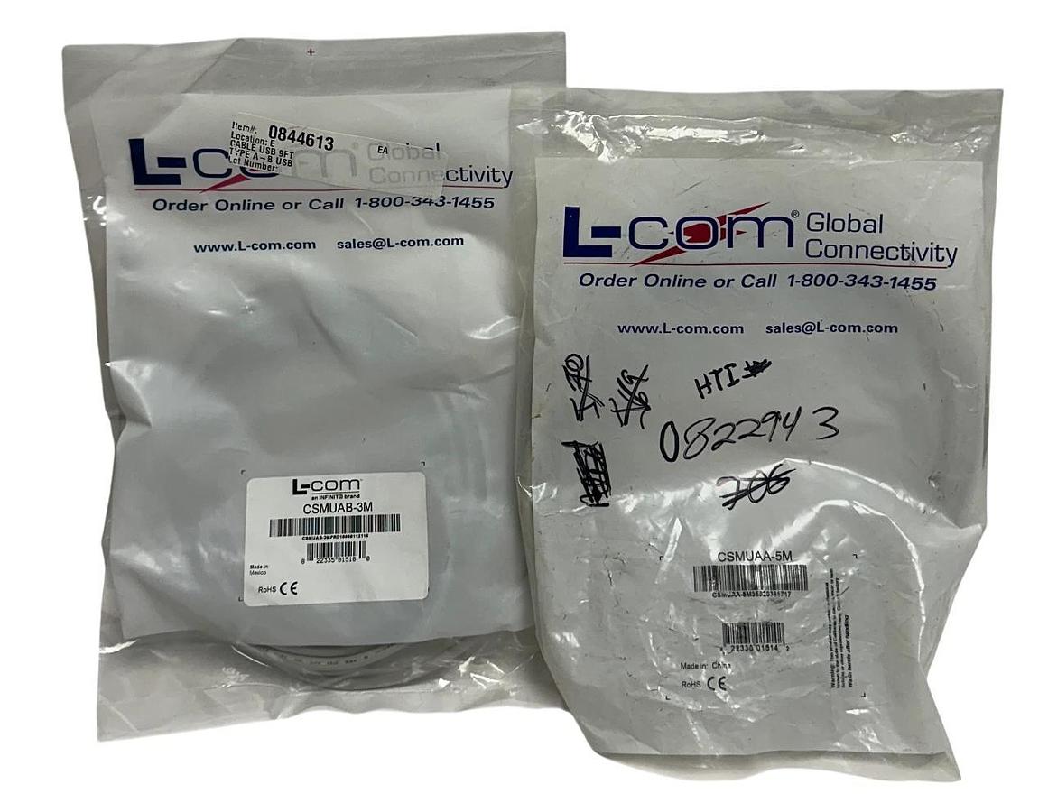 2 L-COM PREMIUM USB CABLES CSMUAB-3M / CSMUAA-5M TYPE A-B / A-A 3M/5M NSMP
