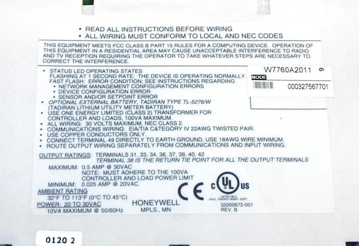 Used HONEYWELL W7760A-2011 BUILDING MANAGER W7760A2011