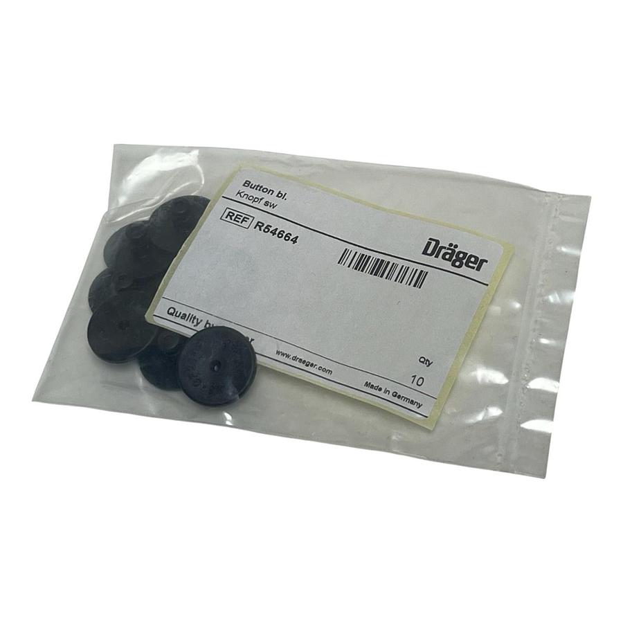 Used Lot of 10 Dräger R54664 Button Black for FPS 7000 Mask - New Sealed Bag