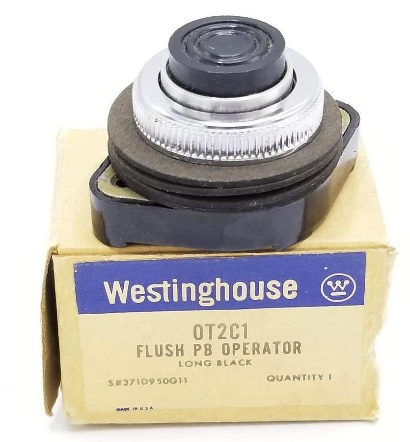 Used WESTINGHOUSE OT2C1 LONG BLACK FLUSH PUSHBUTTON OPERATOR