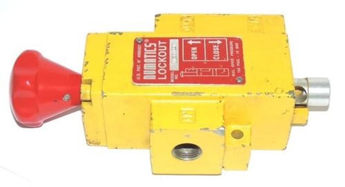 Used NUMATICS VL30N03Y VALVE LOCKOUT YELLOW 3/8" NPT 150 PSI