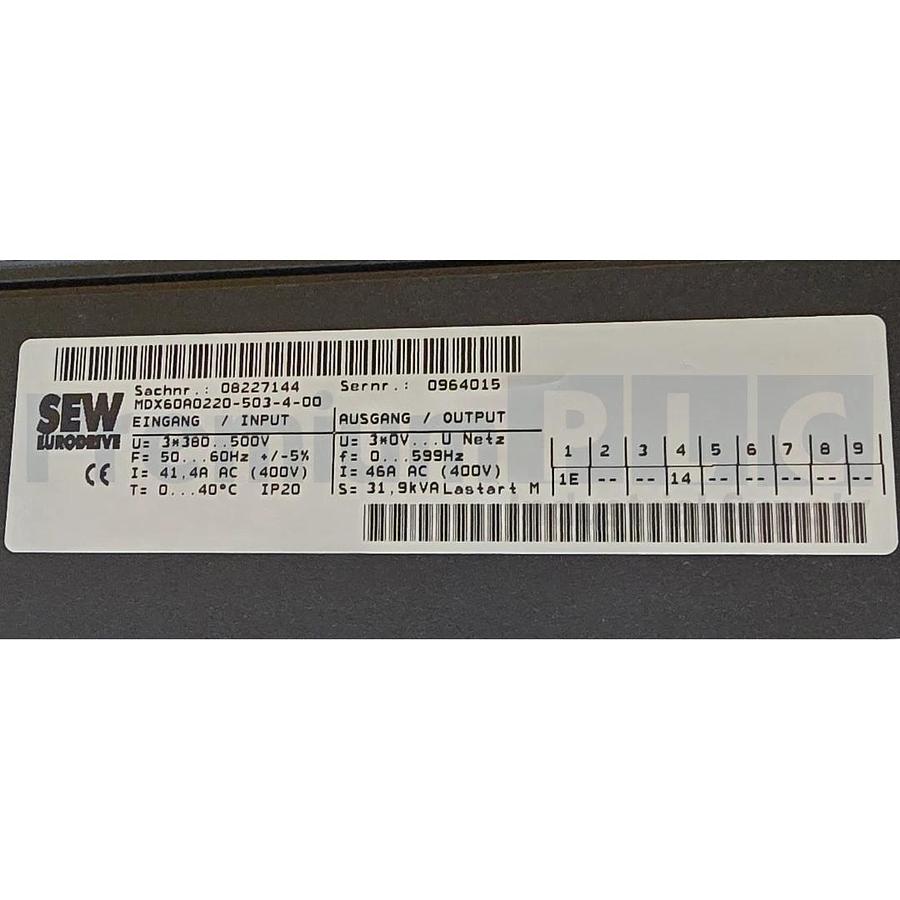 Used SEW EURODRIVE MDX61B0220-503-4-0T P/N 08279837 MOVIDRIVE INVERTER MDX61B-00/0T