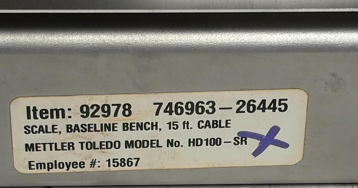 Used Mettler Toledo HD100SR Heavy Industrial 250 lb Bench Scale Base Stainless