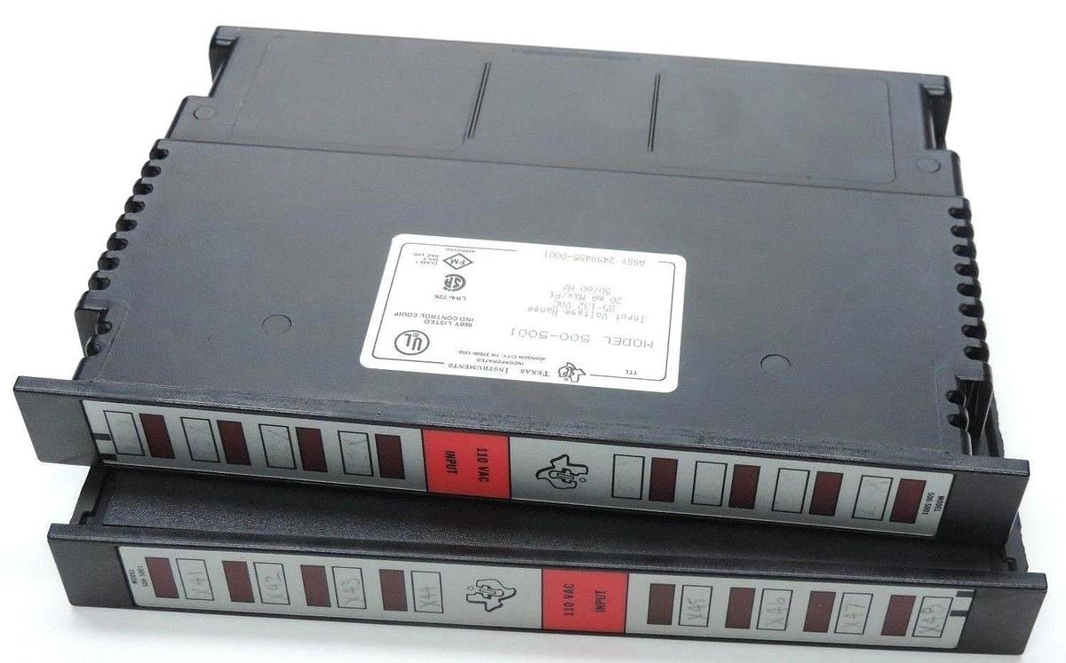 Used LOT OF 2 TEXAS INSTRUMENTS 500-5001 INPUT MODULES 85-132 VAC 50/60 HZ 5005001