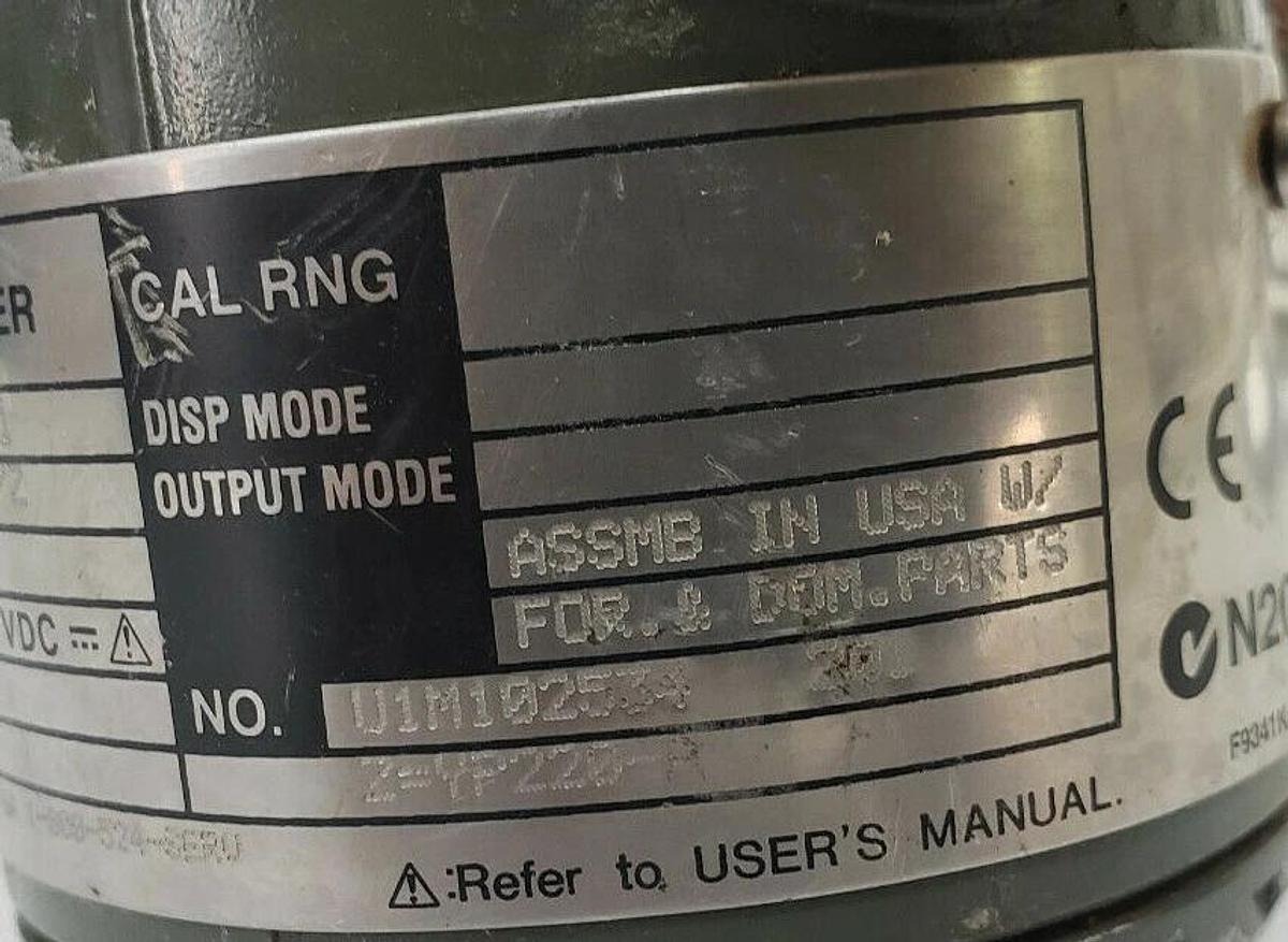 Used YOKOGAWA DP HART EJA S1 -EB54B-92EA/FF1/D1/2 PRESSURE TRANSMITTER W/ J&J FLANGE