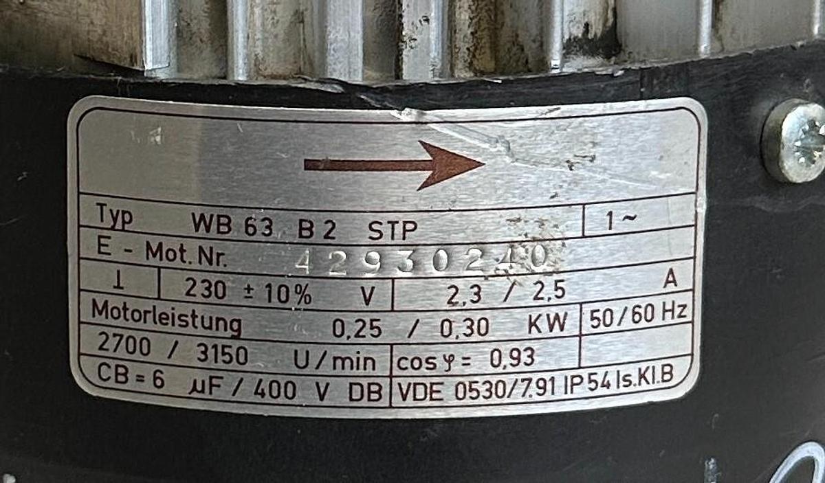 Used WERIE RIETSCHLE VTE6 / WB63B2STP / 105304 PICOLINO OILLESS ROTARY VACUUM PUMP
