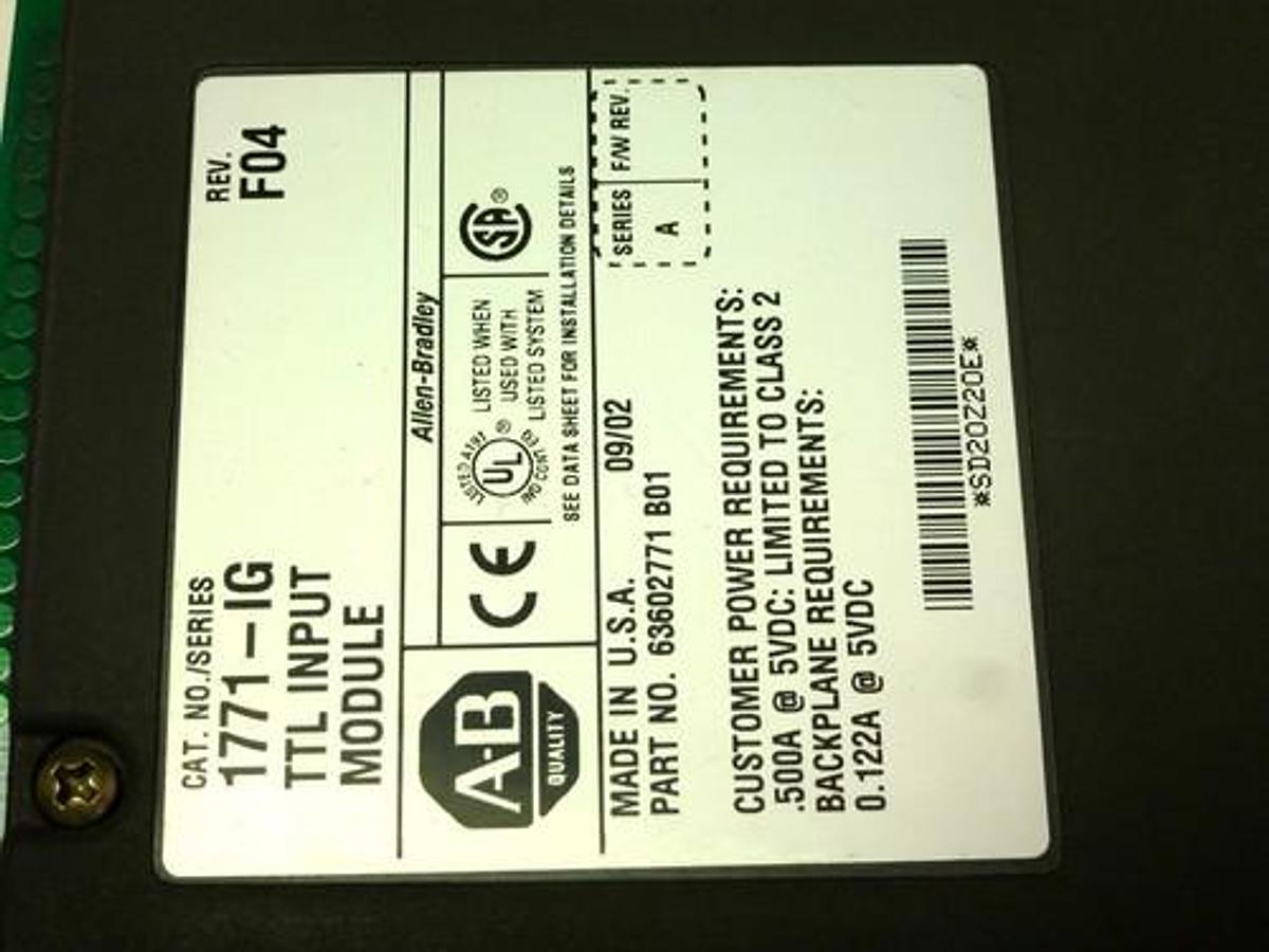 Used ALLEN BRADLEY 1771-IG SER. A REV F04 TTL INPUT MODULE 1771IG