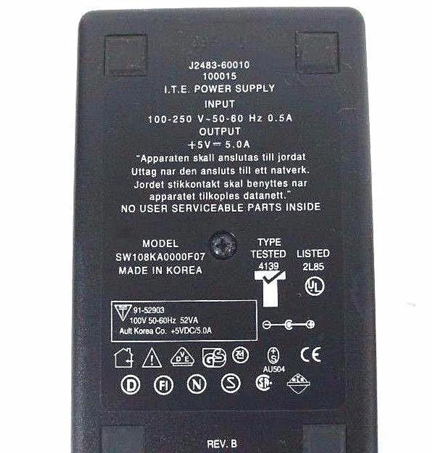 Used NEW AULT SW108KA0000F07 I.T.E. POWER SUPPLY 100-250V, 50/60HZ, 0.5A, J2483-60010