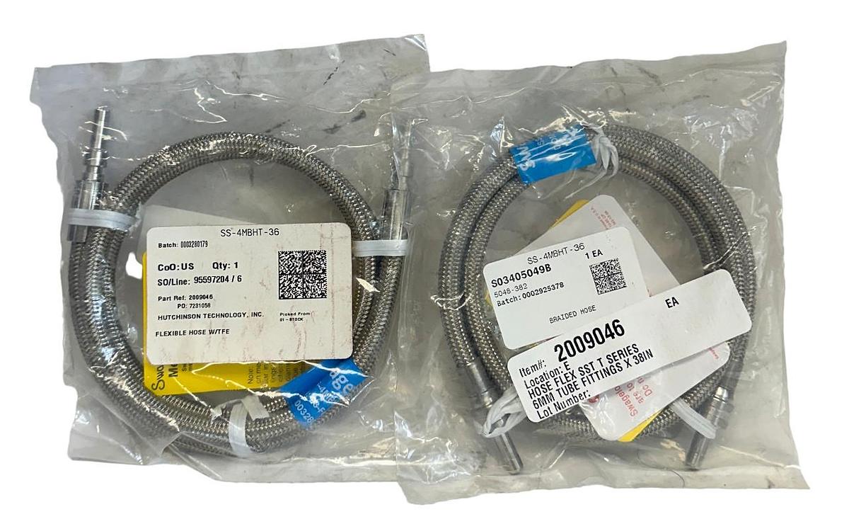 Used 2 SWAGELOK SS-4MBHT-36 / SS4MBHT36 STAINLESS STEEL BRAIDED HOSES 5048-382 NSFS