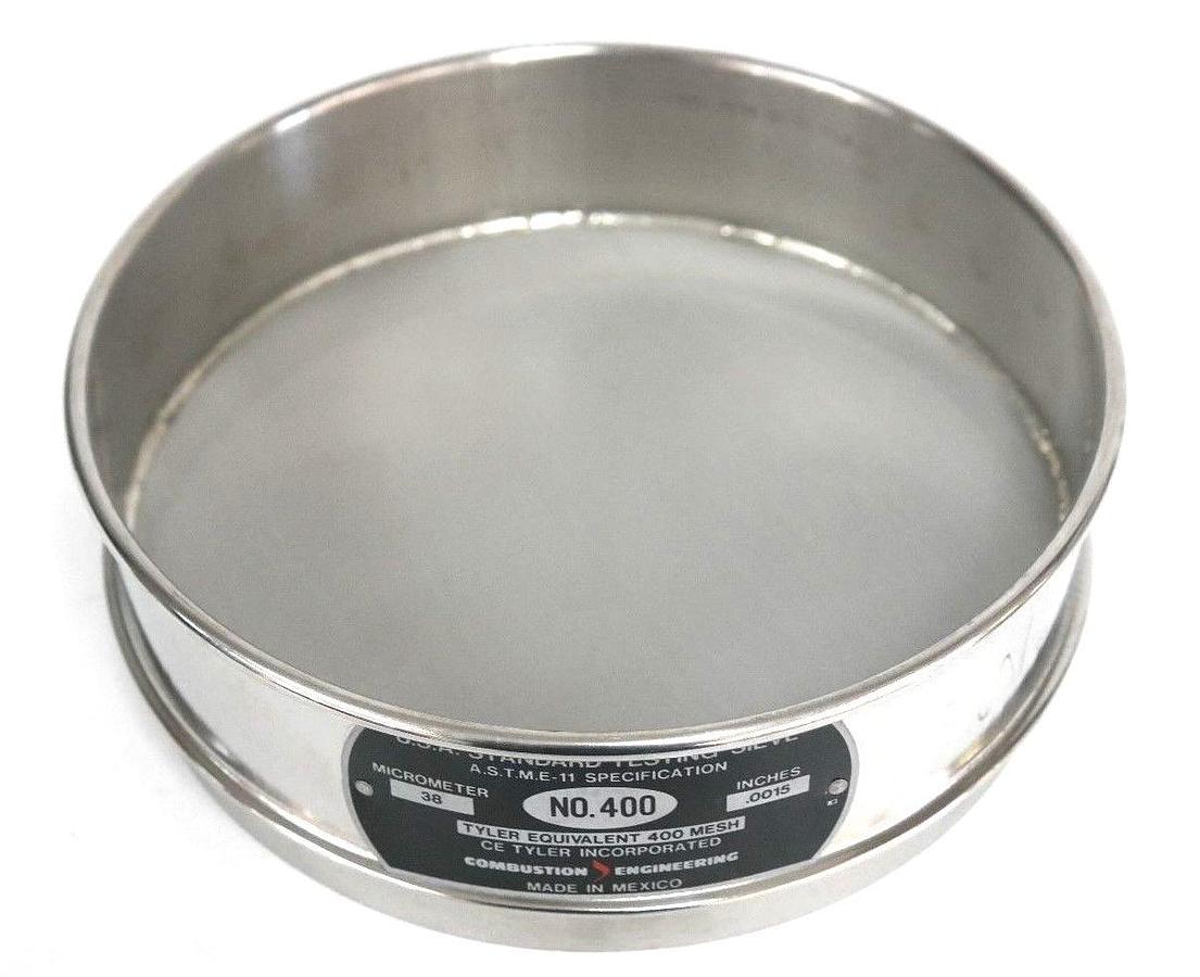 Used NEW COMBUSTION ENGINEERING NO. 400 U.S.A. STANDARD TESTING SIEVE 38uM, 0.0015"