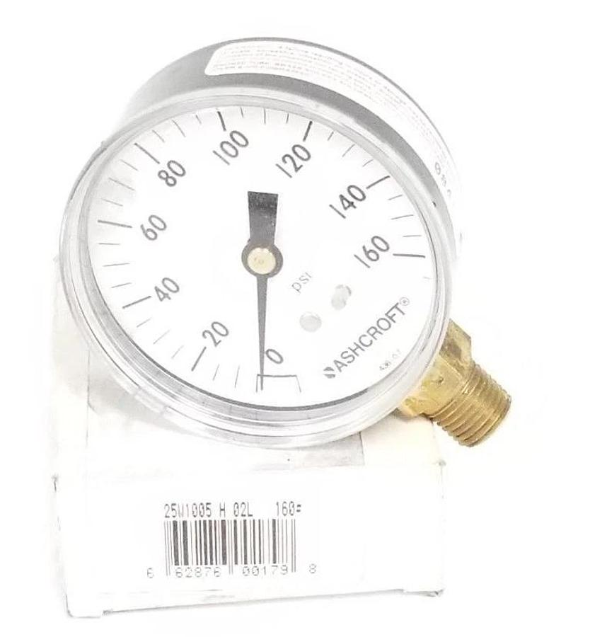 Used NIB ASHCROFT 25W-1005-H-02L-160 PRESSURE GAUGE 0-160PSI 2.5IN DIA. 1/4INCH NPT