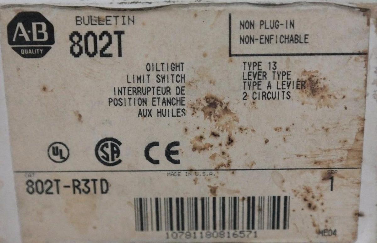 NEW ALLEN BRADLEY 802T-R3TD SER. 1 OILTIGHT LIMIT SWITCH 802TR3TD