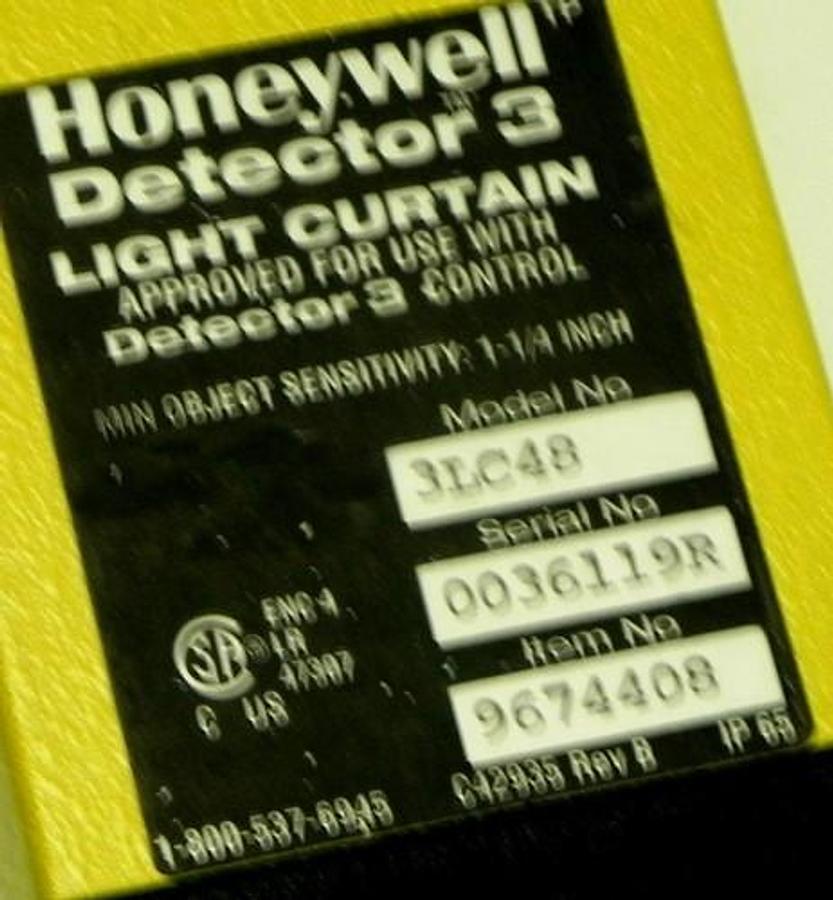 Used HONEYWELL DETECTOR 3 LIGHT CURTAIN RECEIVER 3LC48