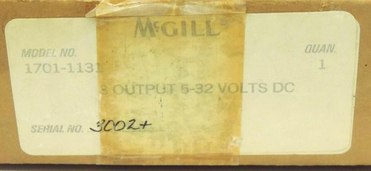 Used MCGILL 1701-1131 OUTPUT BOARD 5-32 VOLTS DC 17011131 REV. F (IN BOX)