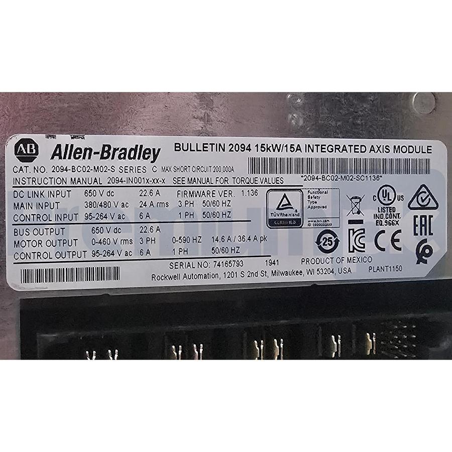 Un-Used Surplus Allen Bradley 2094-BC02-M02-S /C Kinetix 6000 Axis Module 15kW 820919595677