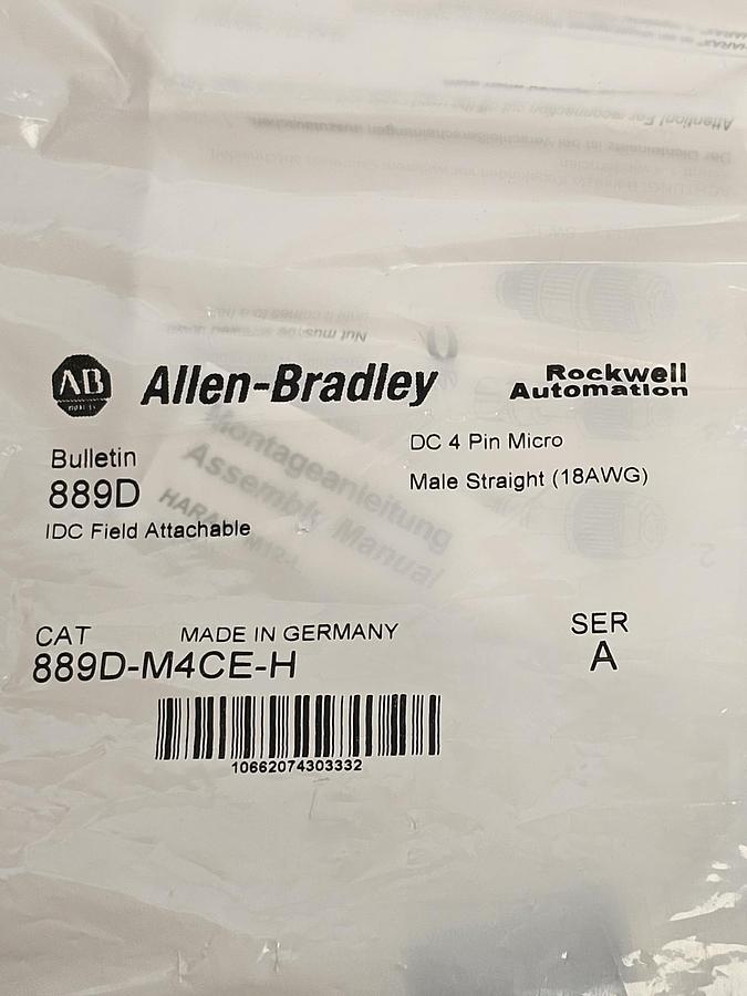 LOT OF 2 NEW ALLEN BRADLEY 889D-M4CE-H SER. A IDC FIELD ATTACHABLE 4-PIN