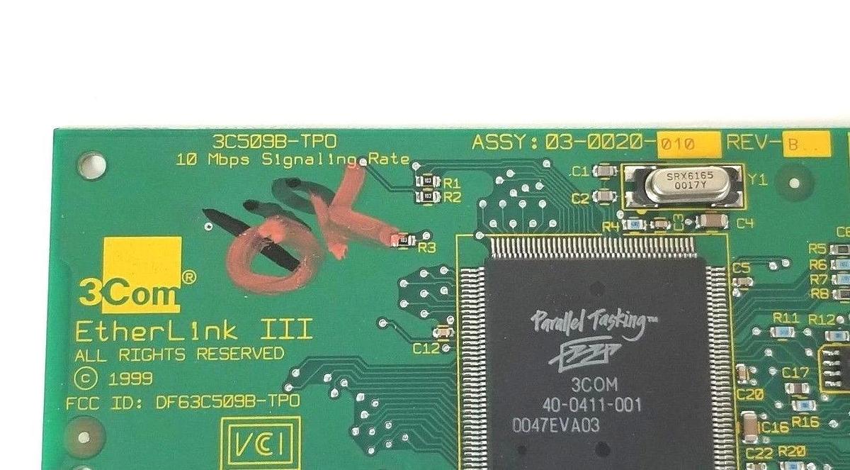Used 3COM 03-0020-010 ETHERLINK III BOARD 3C509B-TPO , REV. B, 030020010