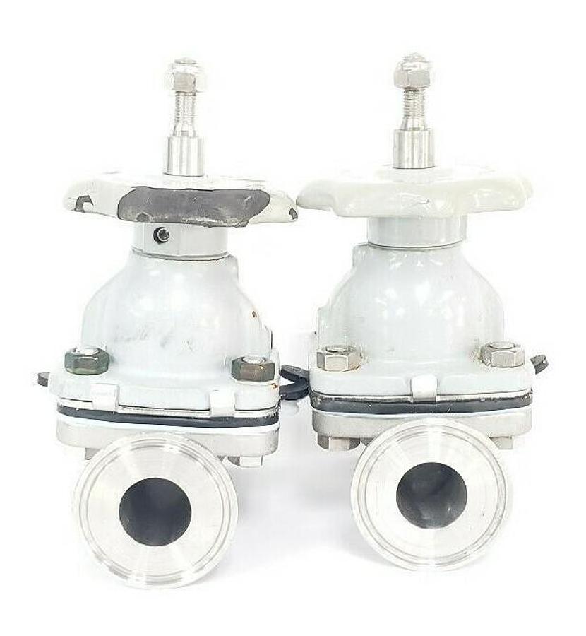Used LOT OF 2 ITT GRINNELL DIAPHRAGM VALVES WITH 1819 CF8M 1" VALVE BODIES