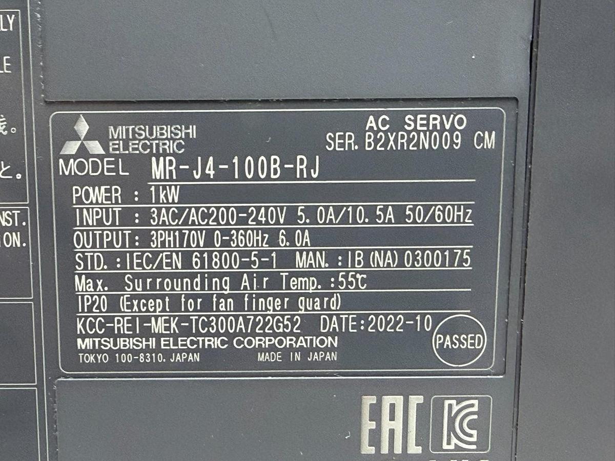 Used Mitsubishi MR-J4-100B-RJ AC Servo Amplifier Drive Melservo 1kW 200-240V Repaired
