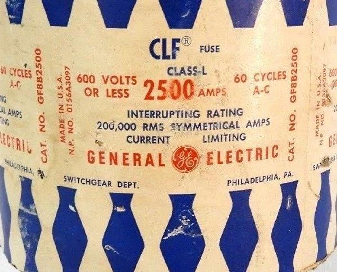 Used GENERAL ELECTRIC GF8B2500 CLASS-L CLF FUSE 2500 AMPS