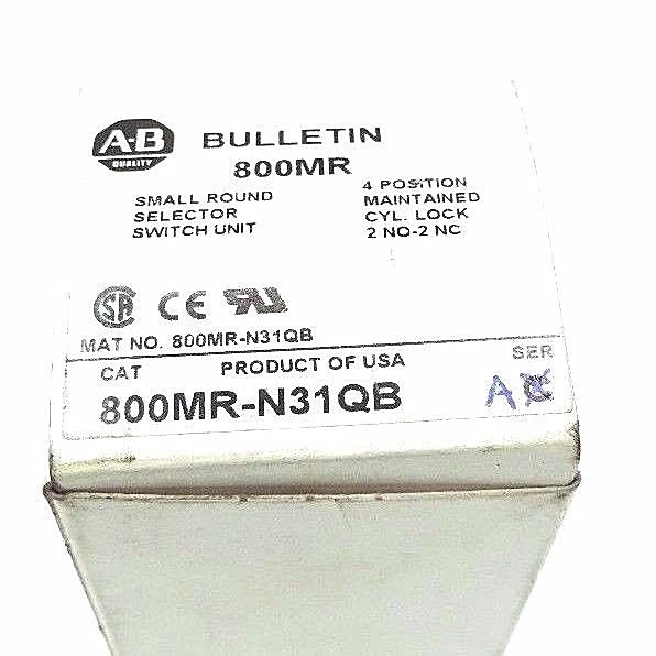 Used NIB ALLEN BRADLEY 800MR-N31QB SER. A SELECTOR SWITCH 800MR-N31Q W/ KEY