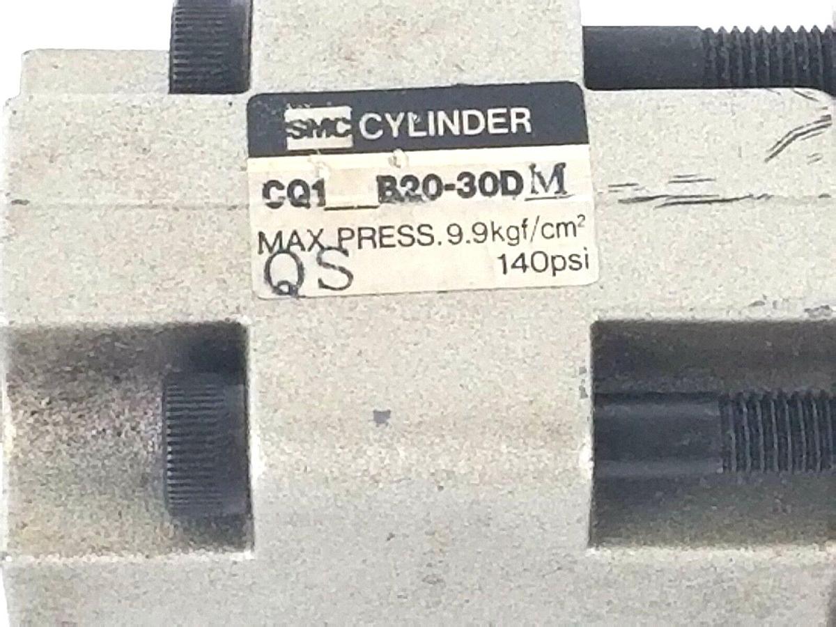 Used SMC CQ1B2030DM CYLINDER CQ1-B20-30DM, 140 PSI