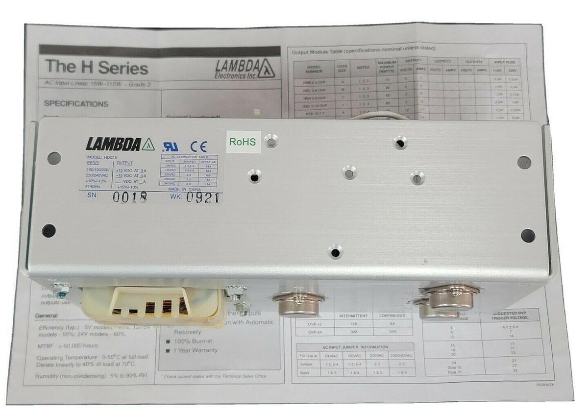 Used NEW LAMBDA HDC15 SWITCHING POWER SUPPLY