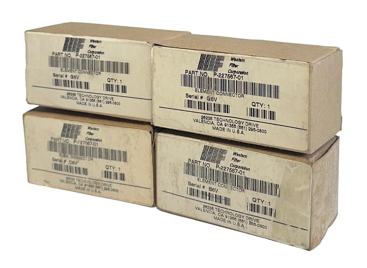 Used 4 NEW WESTERN FILTER CORP P-227567-01 / P22756701 ELEMENT CONNECTORS NSMP
