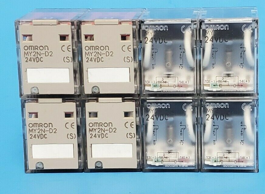 Used LOT OF 8 OMRON MY2N-D2 24VDC PLUG-IN RELAYS MY2ND2-DC24