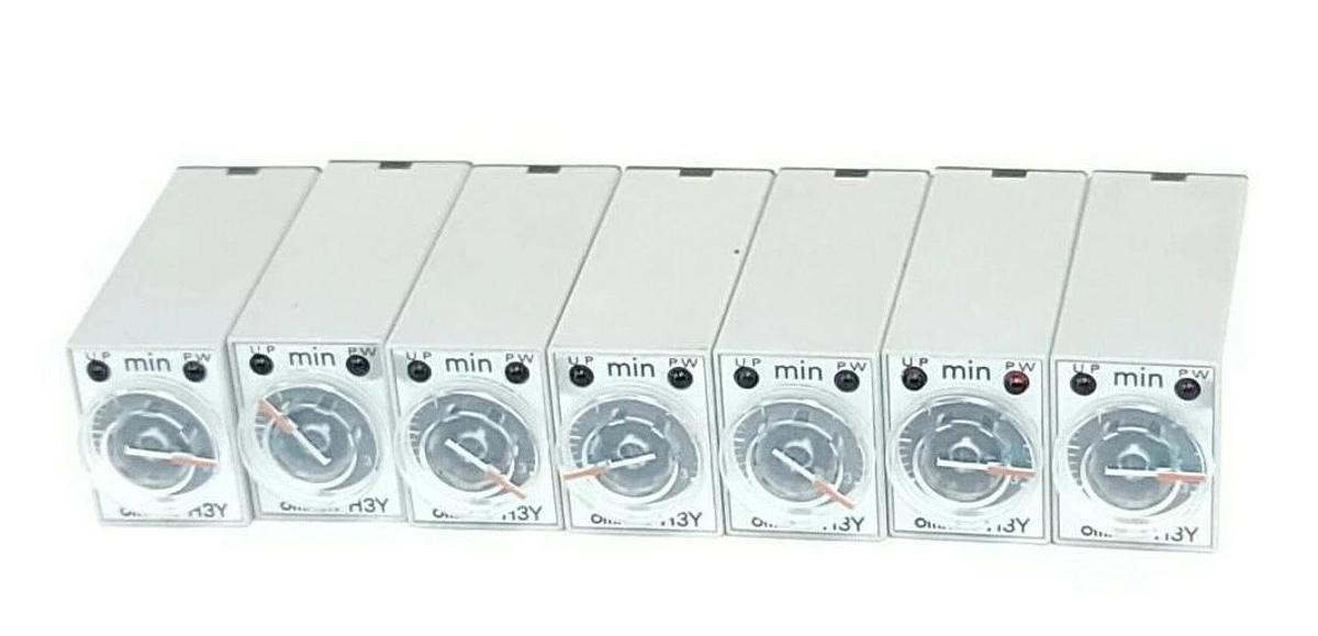 Used LOT OF 7 OMRON H3Y-2 TIMERS H3Y2 120VAC 0-3 MINUTE