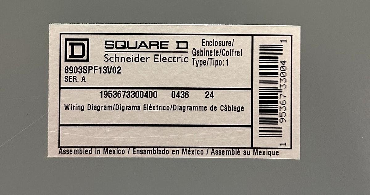 Used NEW SQUARE D 8903SPF13V02 LIGHTING CONTACTOR 60A TYPE S ENCLOSURE SER. A NSMP