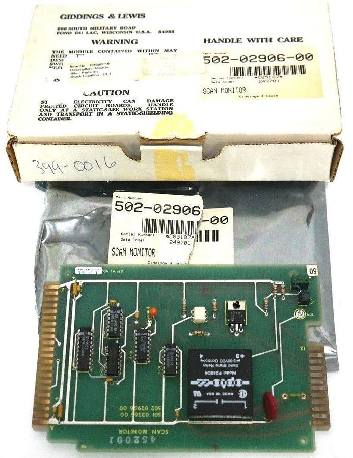 NIB GIDDINGS & LEWIS 502-02906-00 SCAN MONITOR 5020290600, 501-03365-00
